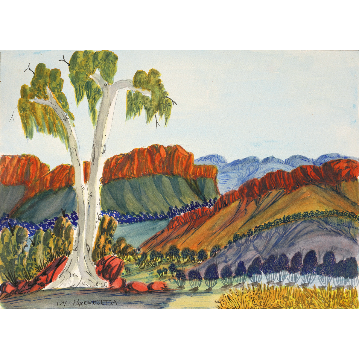 Aboriginal Artwork by Ivy Pareroultja, Petermann Ranges, 36x26cm