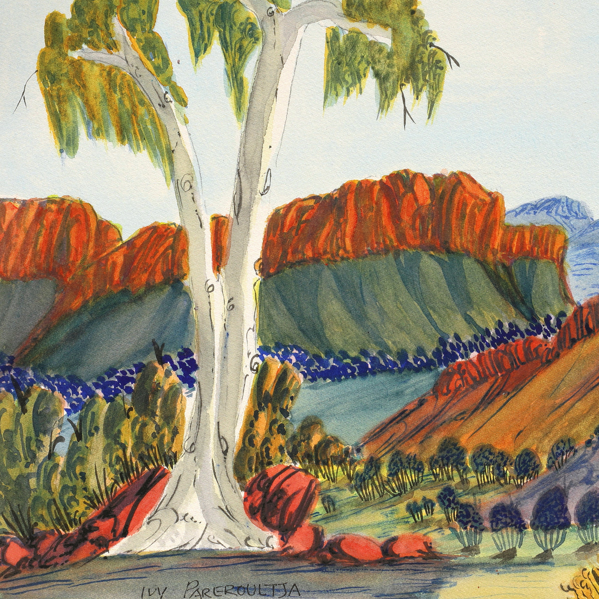 Aboriginal Artwork by Ivy Pareroultja, Petermann Ranges, 36x26cm