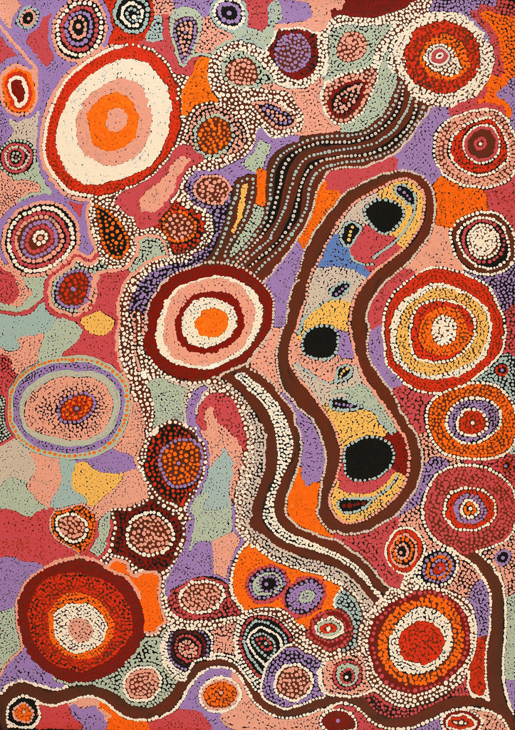 Aboriginal Artwork by Imuna Kenta, Mingkiri Tjukurpa, 102x72cm
