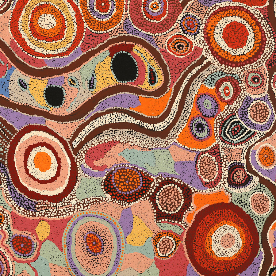 Aboriginal Artwork by Imuna Kenta, Mingkiri Tjukurpa, 102x72cm