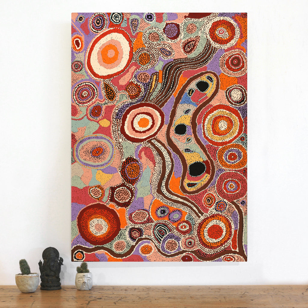 Aboriginal Artwork by Imuna Kenta, Mingkiri Tjukurpa, 102x72cm