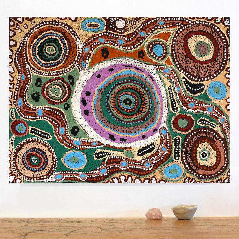 Aboriginal Artwork by Imuna Kenta, Mingkiri Tjukurpa, 61x46cm