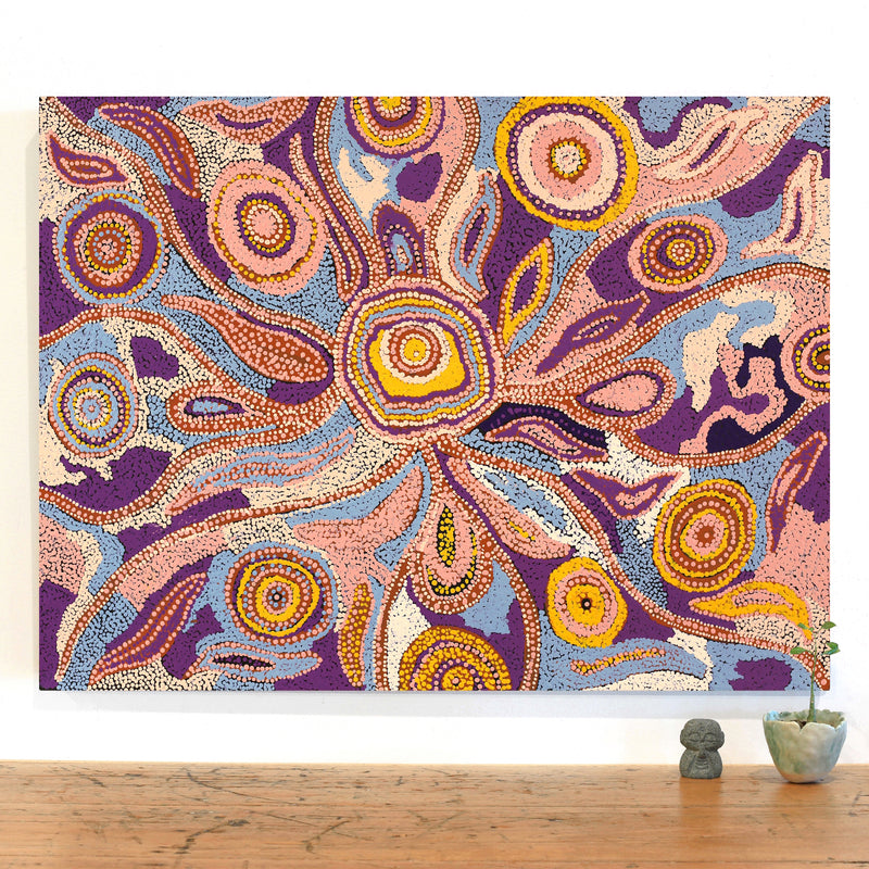 Aboriginal Artwork by Imuna Kenta, Mingkiri Tjukurpa, 80x60cm