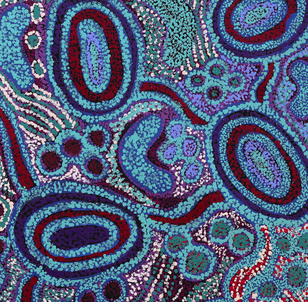 Aboriginal Artwork by Inawinytji Stanley, Minyma Kutjara (Two Women Near Ernabella), 100x98cm