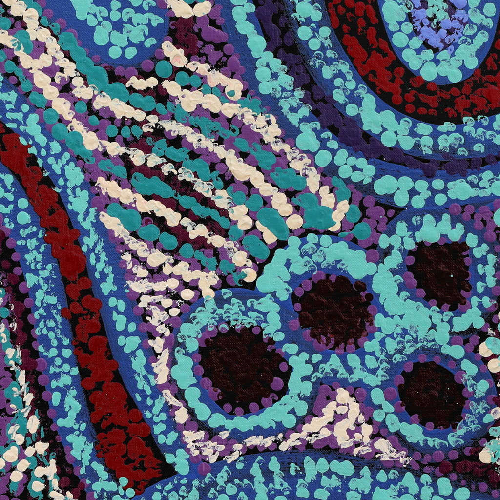 Aboriginal Artwork by Inawinytji Stanley, Minyma Kutjara (Two Women Near Ernabella), 100x98cm