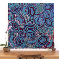 Aboriginal Artwork by Inawinytji Stanley, Minyma Kutjara (Two Women Near Ernabella), 100x98cm