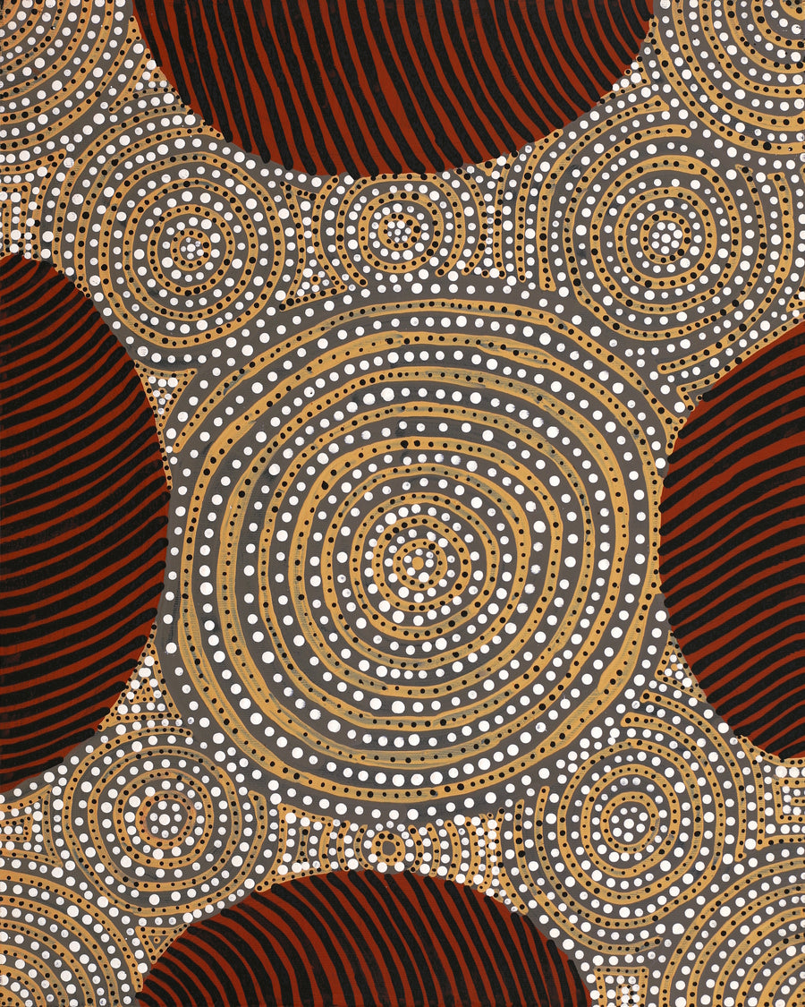 Aboriginal Artwork by Ingrid Napangardi Williams, Ngalyipi Jukurrpa (Snake Vine Dreaming) - Purturlu, 50x40cm