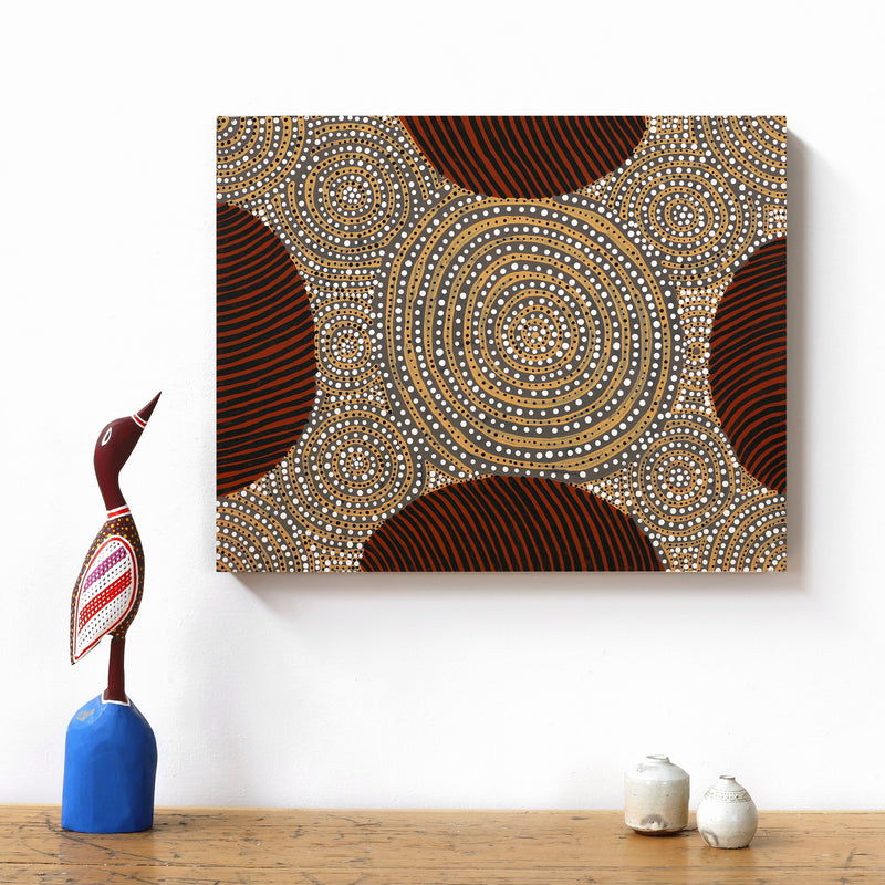 Aboriginal Artwork by Ingrid Napangardi Williams, Ngalyipi Jukurrpa (Snake Vine Dreaming) - Purturlu, 50x40cm