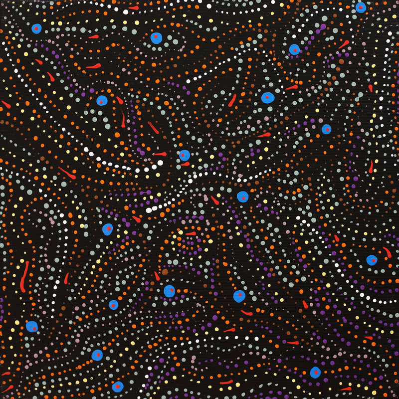 Aboriginal Artwork by Ingrid Napangardi Williams, Ngalyipi Jukurrpa (Snake Vine Dreaming) - Purturlu, 30x30cm