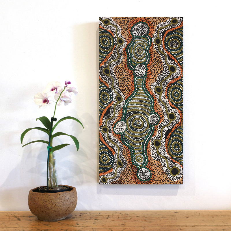 Aboriginal Artwork by Initji Windlass, Minyma Marlilu, 61x30cm