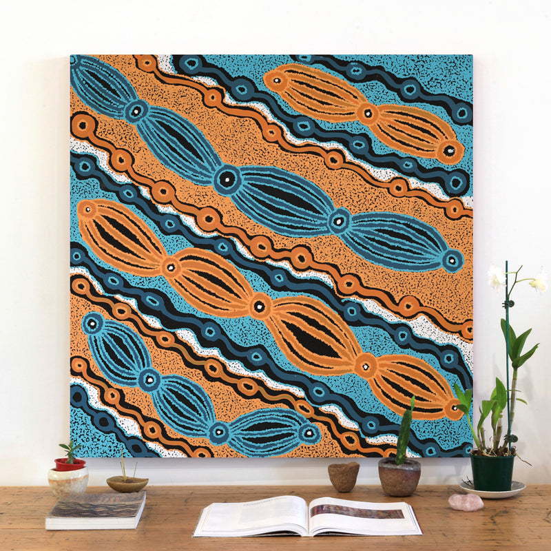 Aboriginal Artwork by Initji Windlass, Ngayuku Ngura, 90x90cm