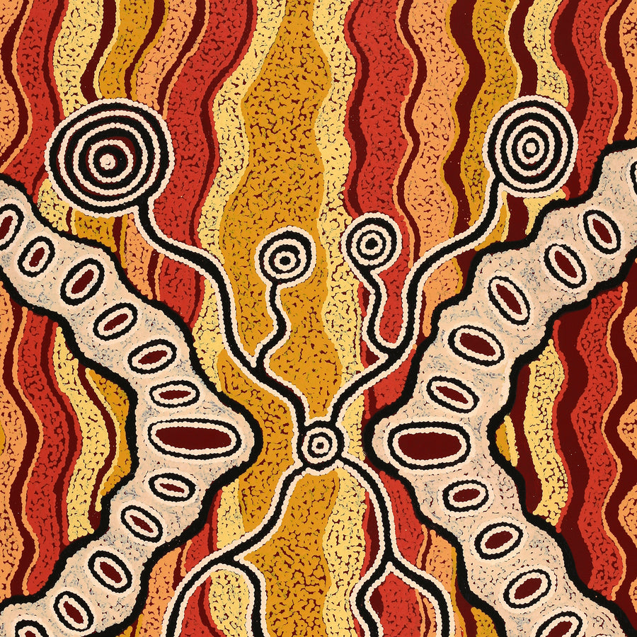 Aboriginal Artwork by Initji Windlass, Ngayuku Ngura, 102x77cm