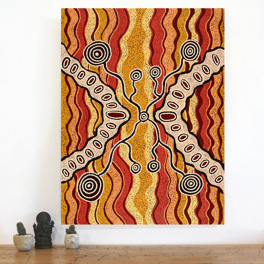Aboriginal Artwork by Initji Windlass, Ngayuku Ngura, 102x77cm