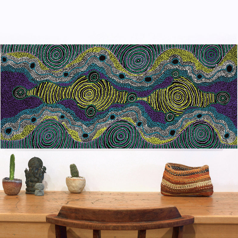 Aboriginal Artwork by Initji Windlass, Minyma Marlilu, 107x46cm