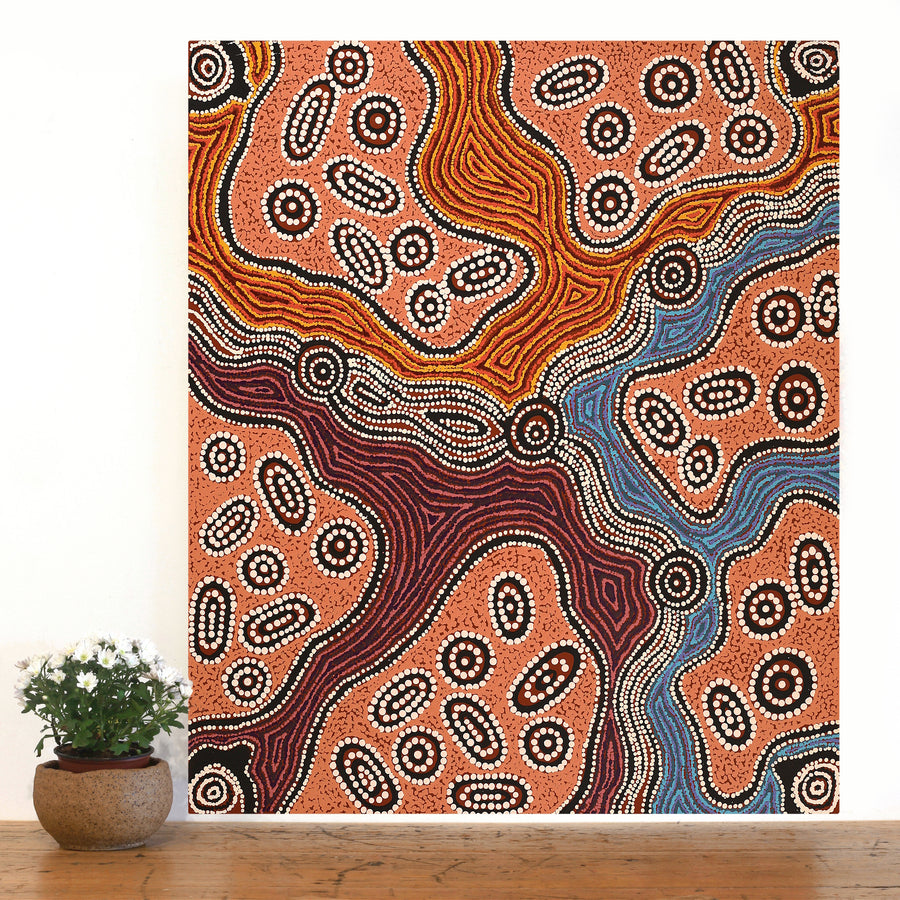 Aboriginal Artwork by Initji Windlass, Ngayuku Ngura, 86x76cm