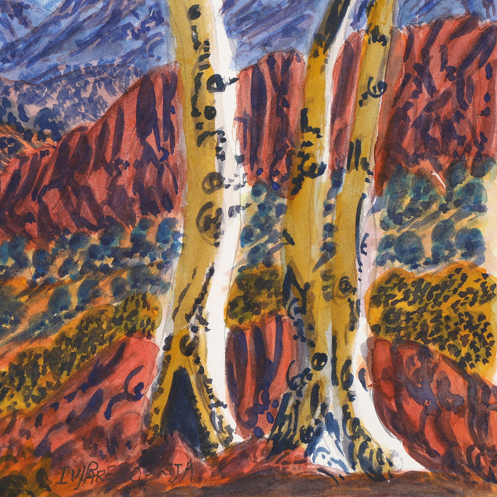Aboriginal Artwork by Ivy Pareroultja, Going towards Ormiston Gorge, 36x25.5cm - ART ARK®