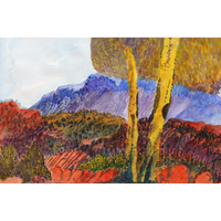Aboriginal Artwork by Ivy Pareroultja, Between Glen Helen and Ochre Pits, 55x36.5cm