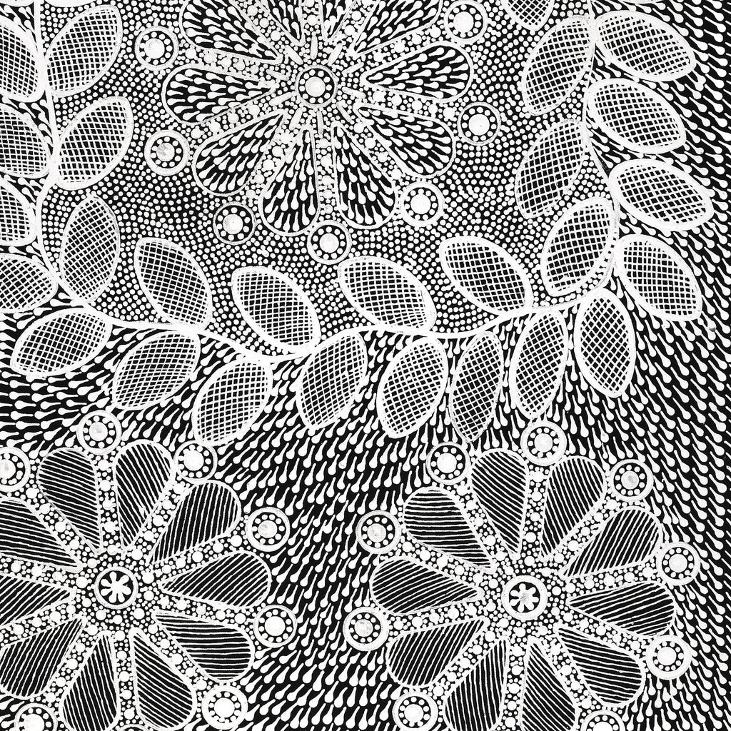 Aboriginal Artwork by Jocelyn Napanangka Frank, Lukarrara Jukurrpa (Desert Fringe-rush Seed Dreaming), 76x46cm