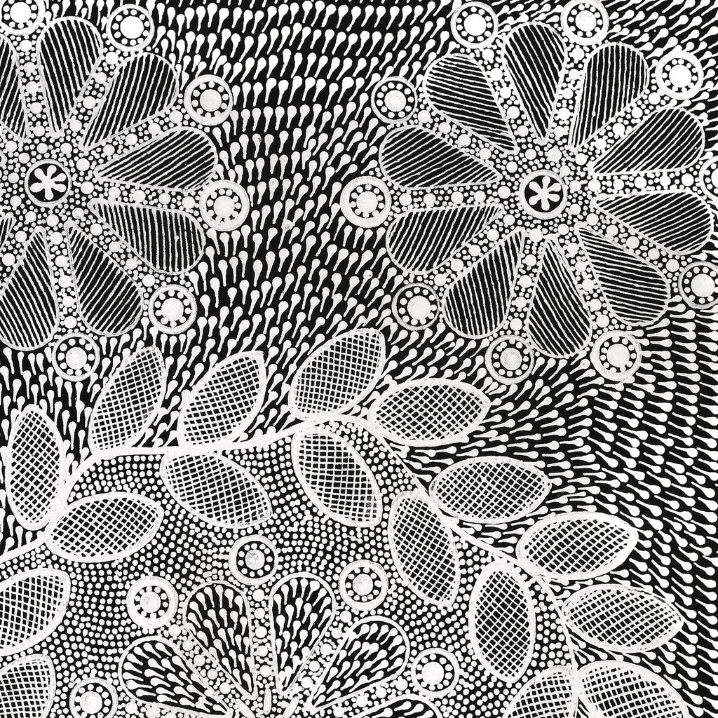 Aboriginal Artwork by Jocelyn Napanangka Frank, Lukarrara Jukurrpa (Desert Fringe-rush Seed Dreaming), 76x46cm