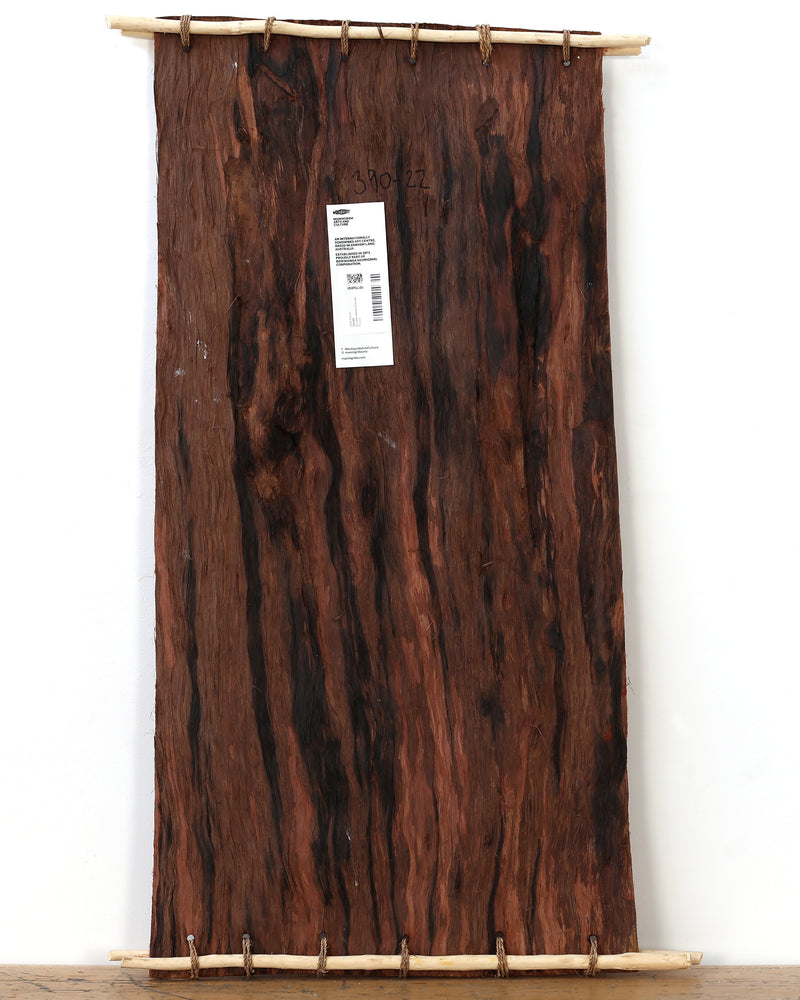 Aboriginal Artwork by Jack Yurrulbbirri Nawilil, Kunkale Wobe (Fishtrap Fence), 100x47cm Bark