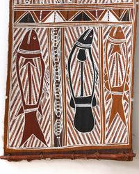 Aboriginal Artwork by Jack Pascoe, Lunggurrma Body Designs Bark Painting, 103x53cm