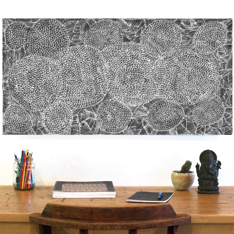 Aboriginal Artwork by Janie Napangardi Williams, Ngarlkirdi Jukurrpa (Witchetty Grub Dreaming), 91x46cm