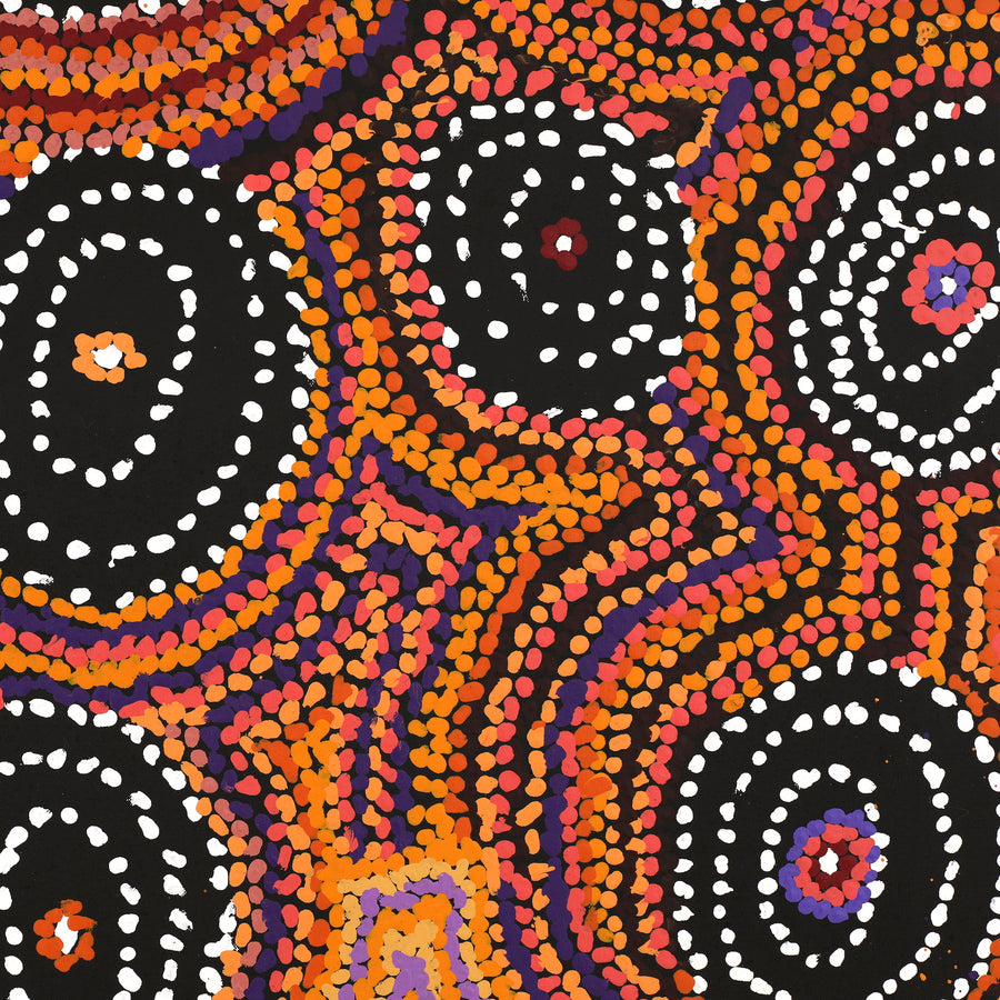 Aboriginal Artwork by Jeani Napangardi Lewis, Mina Mina Jukurrpa, 107x107cm