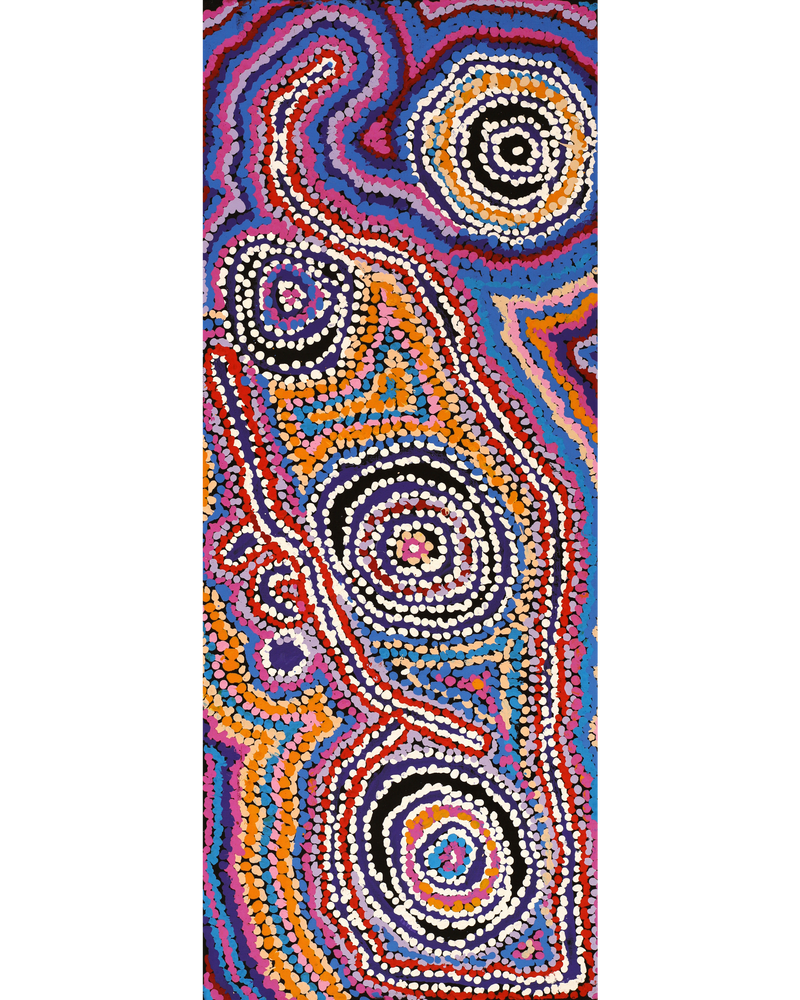 Aboriginal Artwork by Jeani Napangardi Lewis, Mina Mina Jukurrpa, 76x30cm