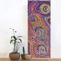 Aboriginal Artwork by Jeani Napangardi Lewis, Mina Mina Jukurrpa, 76x30cm