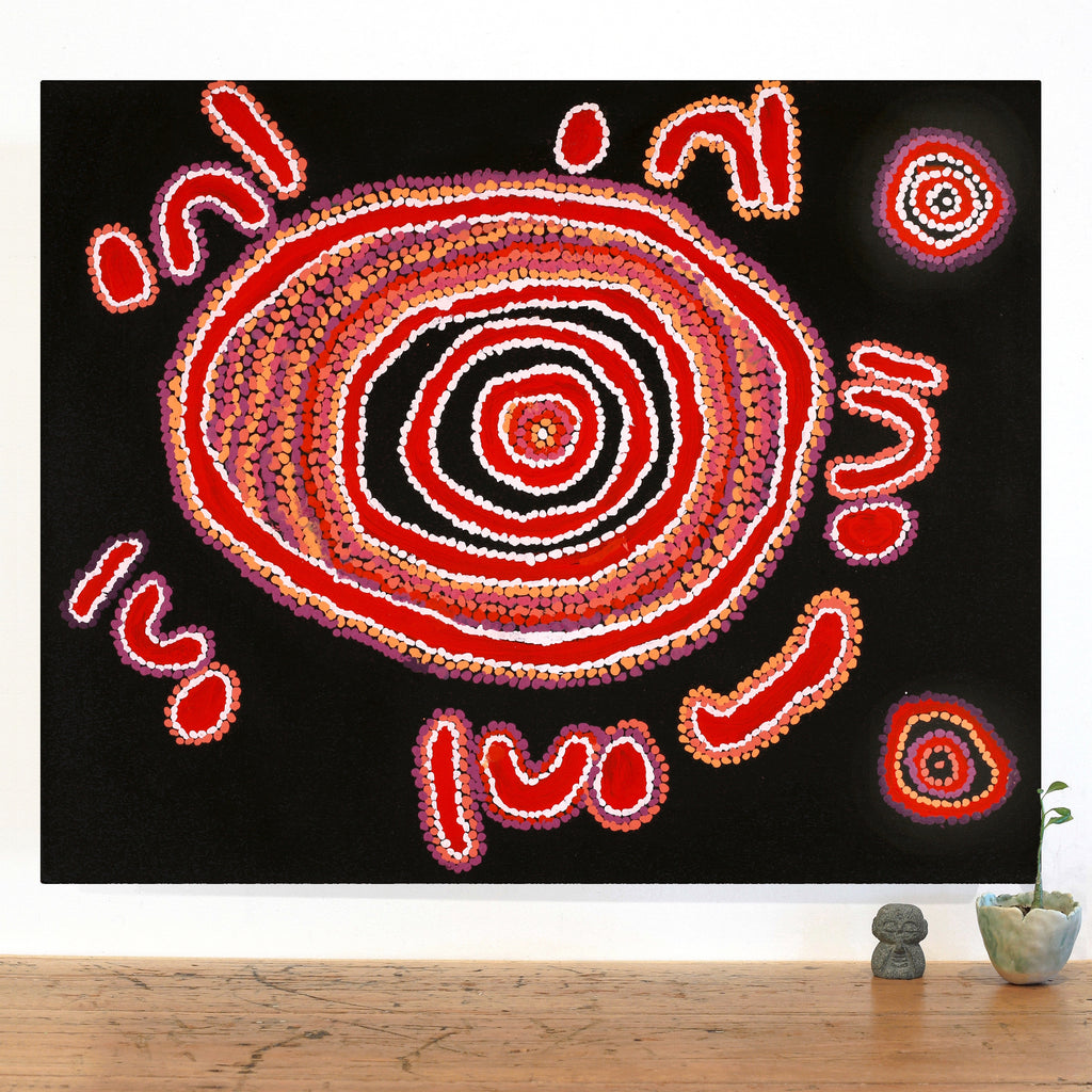 Aboriginal Artwork by Jeani Napangardi Lewis, Mina Mina Jukurrpa, 76x61cm - ART ARK®