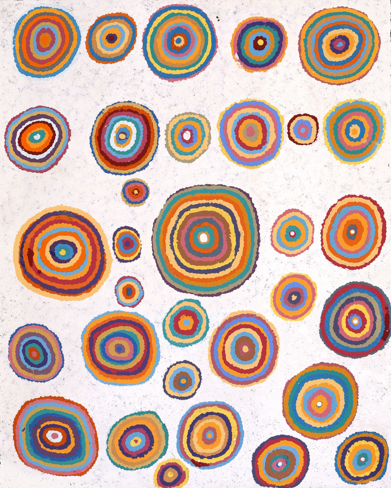 Aboriginal Artwork by Jeanie Nampijinpa Ross, Watiya-warnu Jukurrpa (Seed Dreaming), 76x61cm