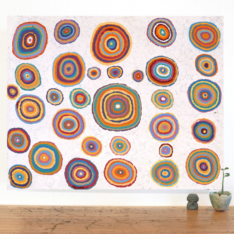 Aboriginal Artwork by Jeanie Nampijinpa Ross, Watiya-warnu Jukurrpa (Seed Dreaming), 76x61cm