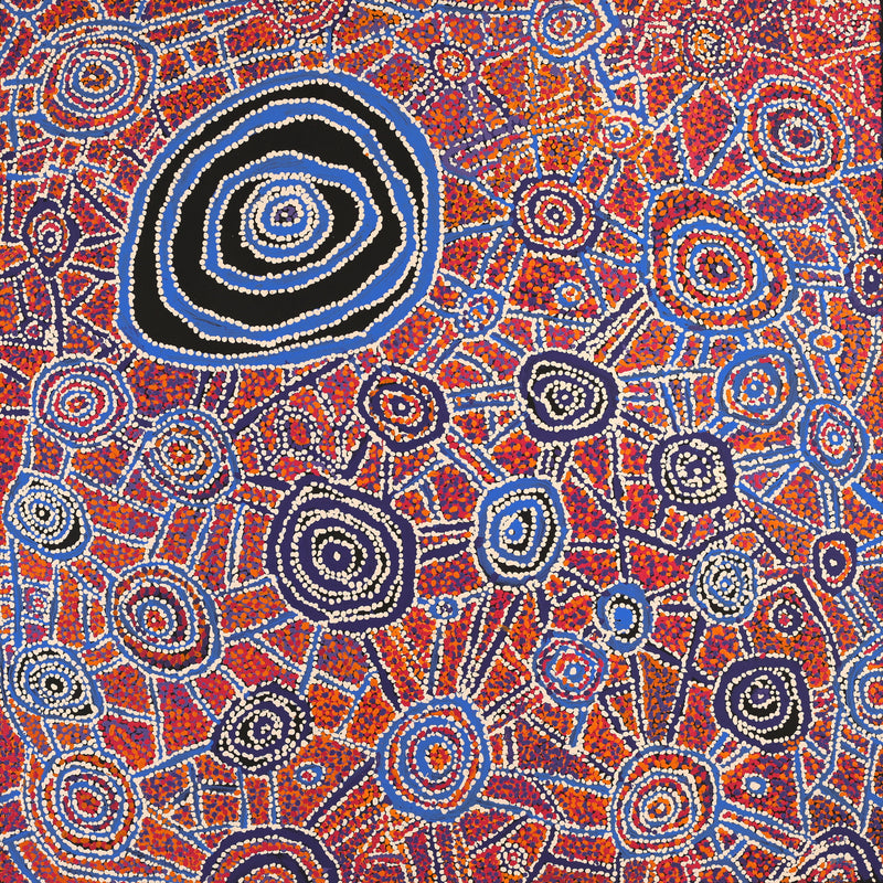 Aboriginal Art by Jeani Napangardi Lewis, Mina Mina Jukurrpa, 107x107cm - ART ARK®