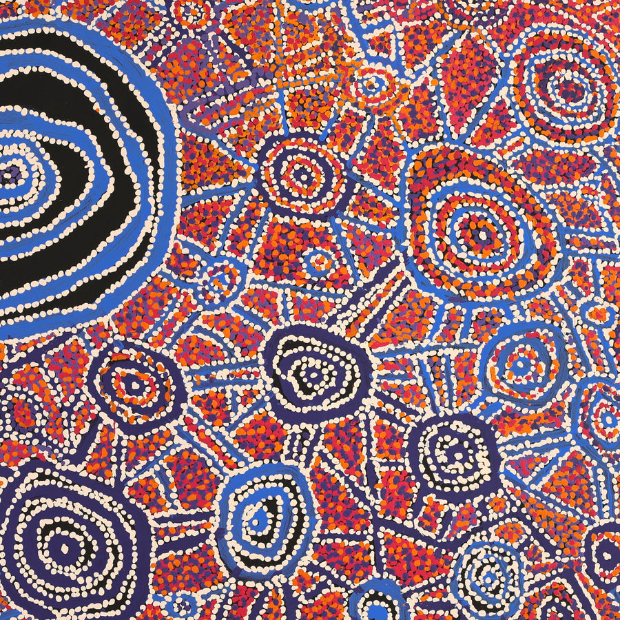Aboriginal Artwork by Jeani Napangardi Lewis, Mina Mina Jukurrpa, 107x107cm