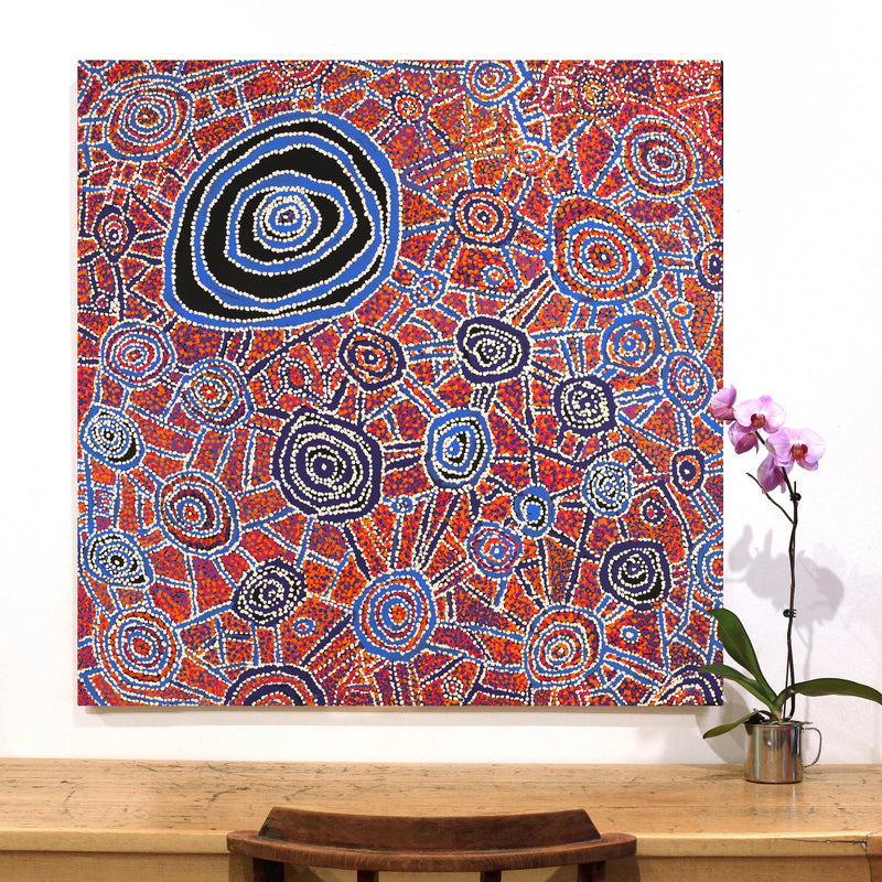 Aboriginal Art by Jeani Napangardi Lewis, Mina Mina Jukurrpa, 107x107cm - ART ARK®