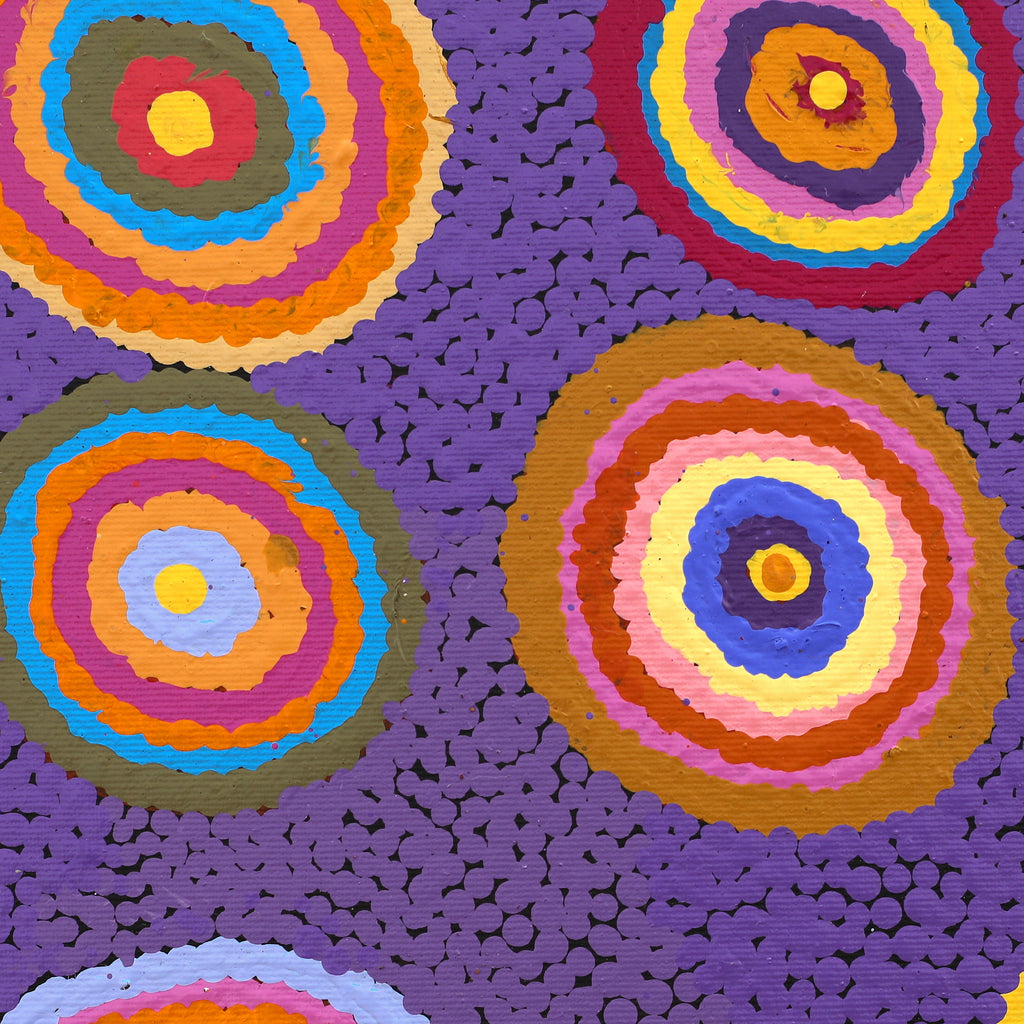 Aboriginal Artwork by Jeanie Nampijinpa Ross, Watiya-warnu Jukurrpa (Seed Dreaming), 30x30cm