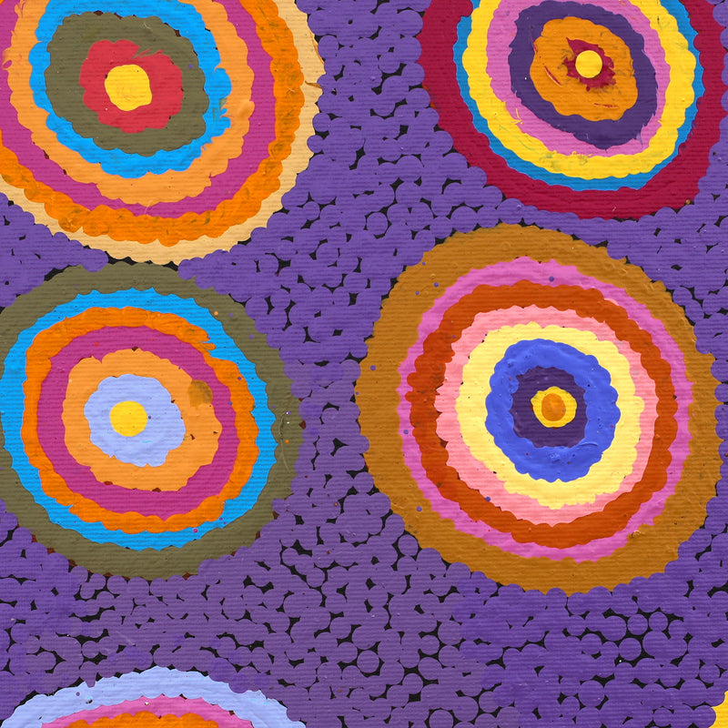 Aboriginal Artwork by Jeanie Nampijinpa Ross, Watiya-warnu Jukurrpa (Seed Dreaming), 30x30cm