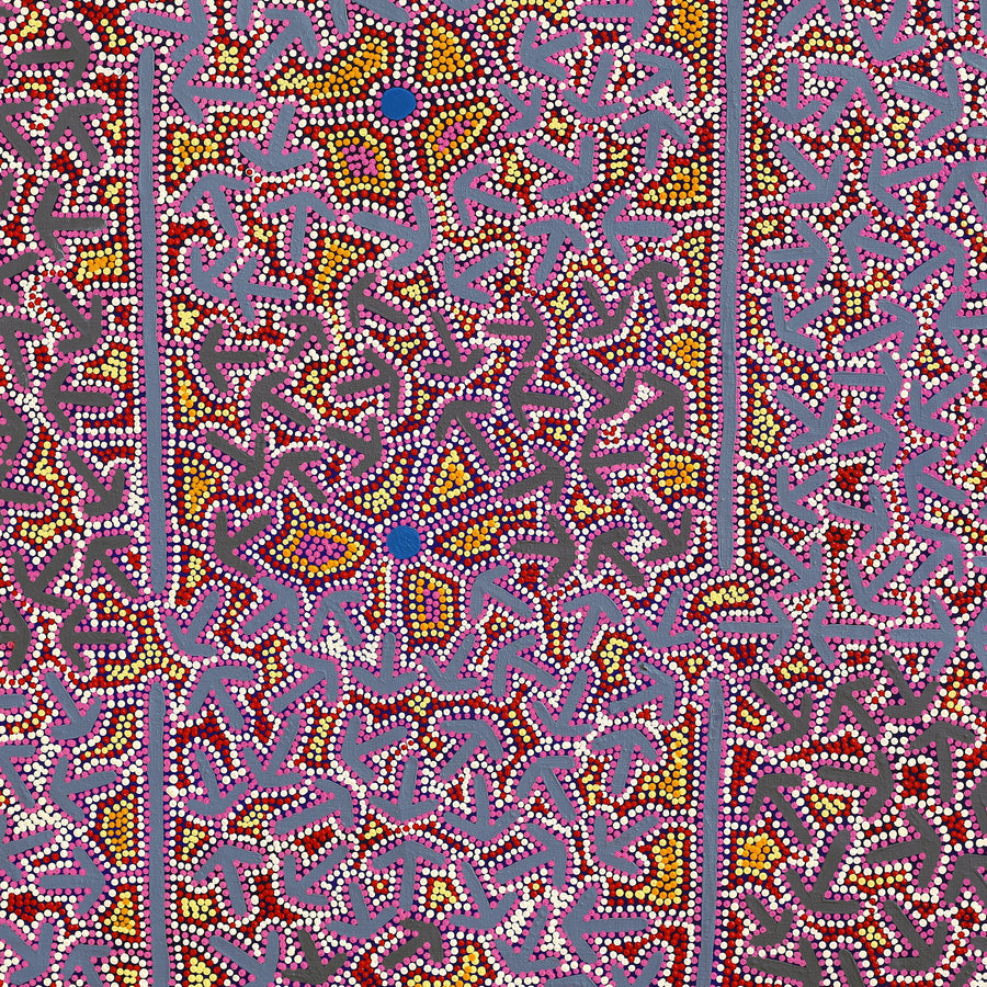 Aboriginal Artwork by Jeffrey Jangala Gallagher, Yankirri Jukurrpa (Emu Dreaming) - Ngarlikurlangu, 107x107cm