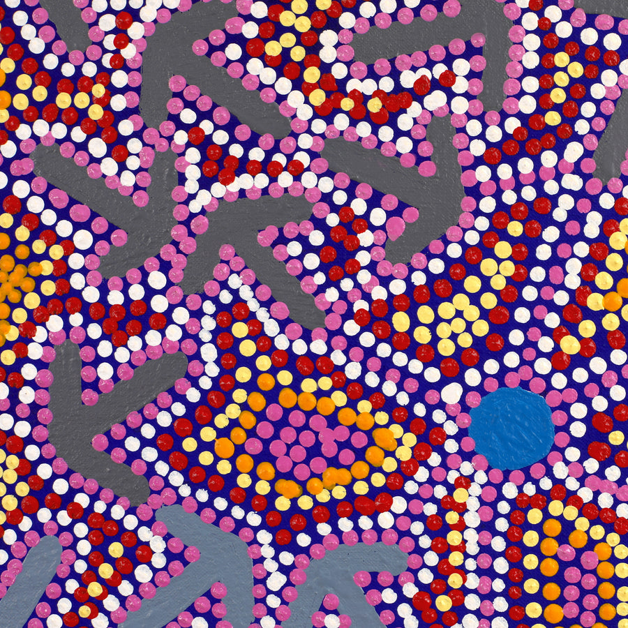 Aboriginal Artwork by Jeffrey Jangala Gallagher, Yankirri Jukurrpa (Emu Dreaming) - Ngarlikurlangu, 107x107cm