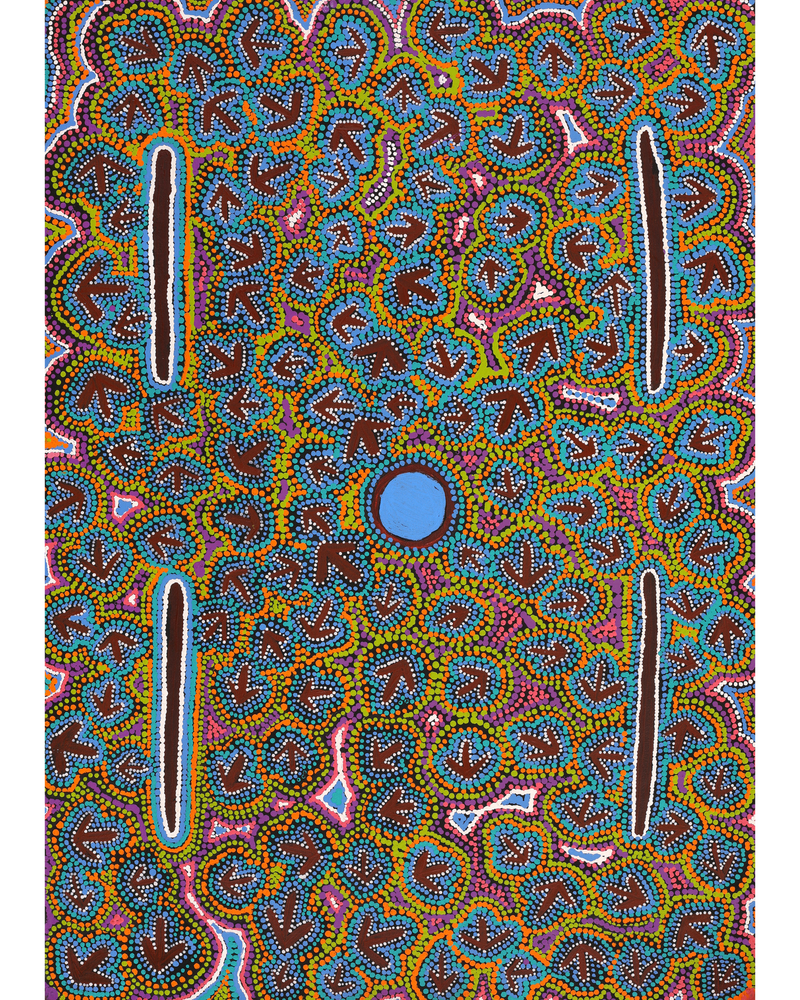 Aboriginal Artwork by Jeffrey Jangala Gallagher, Yankirri Jukurrpa (Emu Dreaming) - Ngarlikurlangu, 107x76cm