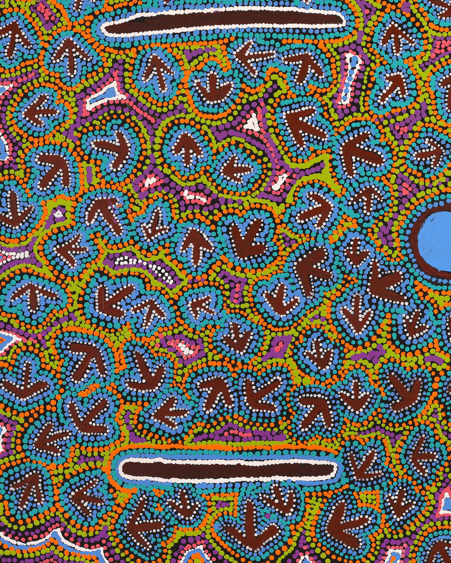 Aboriginal Artwork by Jeffrey Jangala Gallagher, Yankirri Jukurrpa (Emu Dreaming) - Ngarlikurlangu, 107x76cm