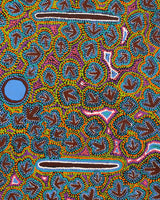 Aboriginal Artwork by Jeffrey Jangala Gallagher, Yankirri Jukurrpa (Emu Dreaming) - Ngarlikurlangu, 107x76cm