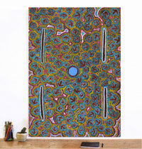 Aboriginal Artwork by Jeffrey Jangala Gallagher, Yankirri Jukurrpa (Emu Dreaming) - Ngarlikurlangu, 107x76cm