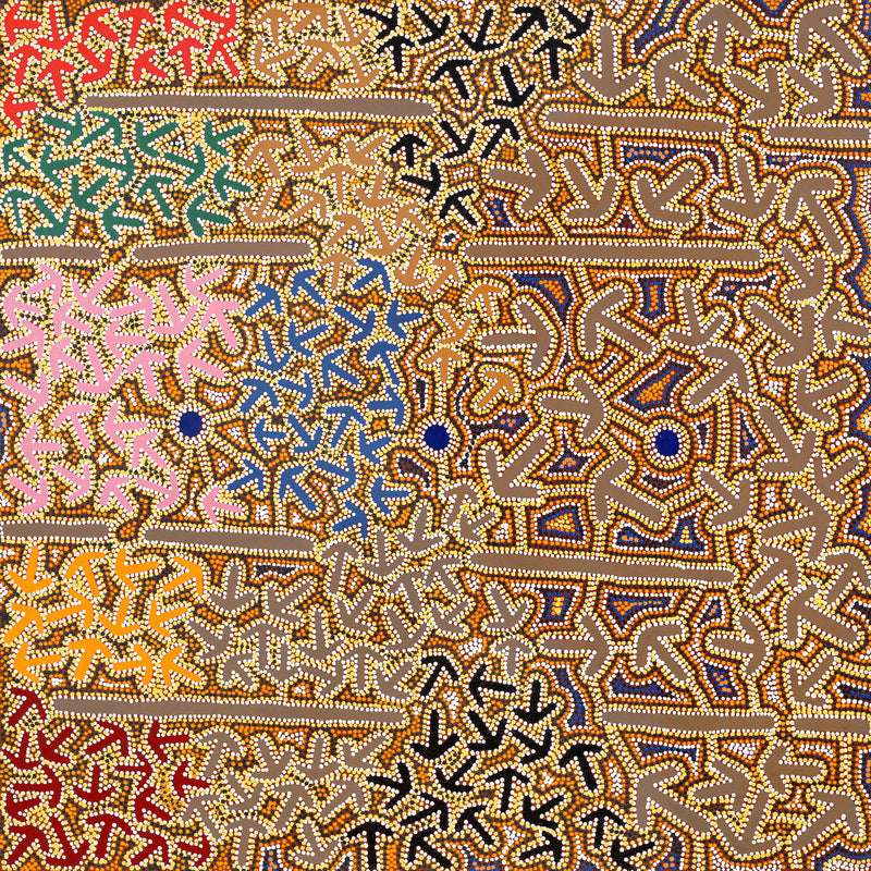 Aboriginal Artwork by Jeffrey Jangala Gallagher, Yankirri Jukurrpa (Emu Dreaming) - Ngarlikurlangu, 122x122cm