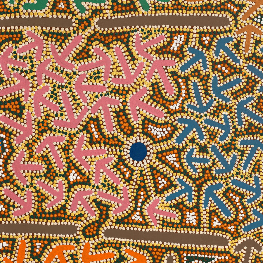 Aboriginal Artwork by Jeffrey Jangala Gallagher, Yankirri Jukurrpa (Emu Dreaming) - Ngarlikurlangu, 122x122cm