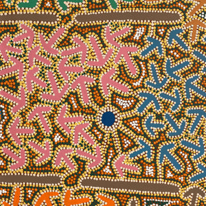 Aboriginal Art by Jeffrey Jangala Gallagher, Yankirri Jukurrpa (Emu Dreaming) - Ngarlikurlangu, 122x122cm - ART ARK®