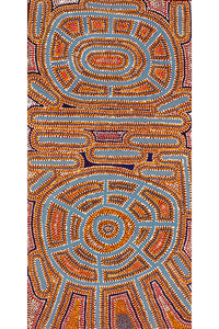 Aboriginal Artwork by Jeffrey Jangala Gallagher, Yankirri Jukurrpa (Emu Dreaming) - Ngarlikurlangu, 122x61cm