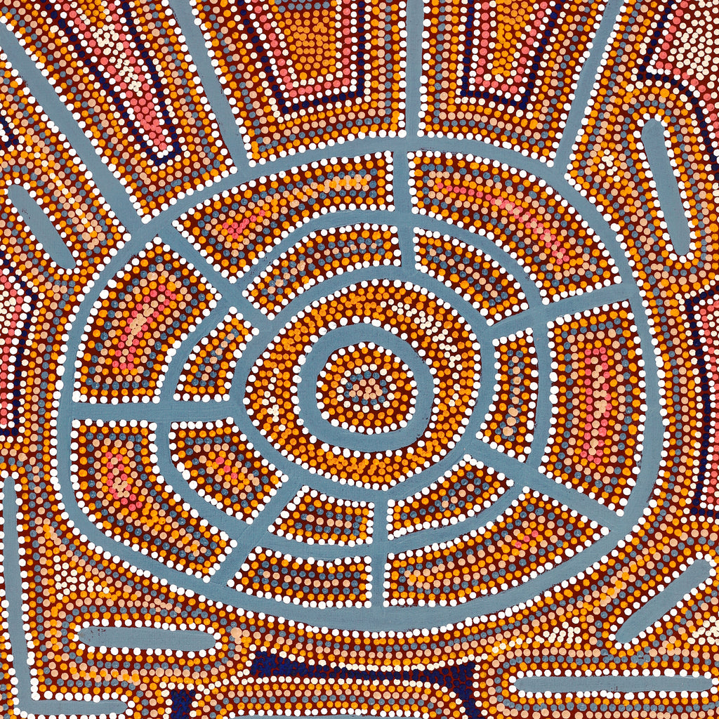 Aboriginal Artwork by Jeffrey Jangala Gallagher, Yankirri Jukurrpa (Emu Dreaming) - Ngarlikurlangu, 122x61cm
