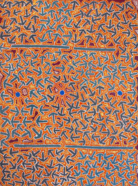 Aboriginal Artwork by Jeffrey Jangala Gallagher, Yankirri Jukurrpa (Emu Dreaming) - Ngarlikurlangu, 122x91cm
