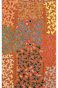 Aboriginal Artwork by Jeffrey Jangala Gallagher, Yankirri Jukurrpa (Emu Dreaming) - Ngarlikurlangu, 122x76cm